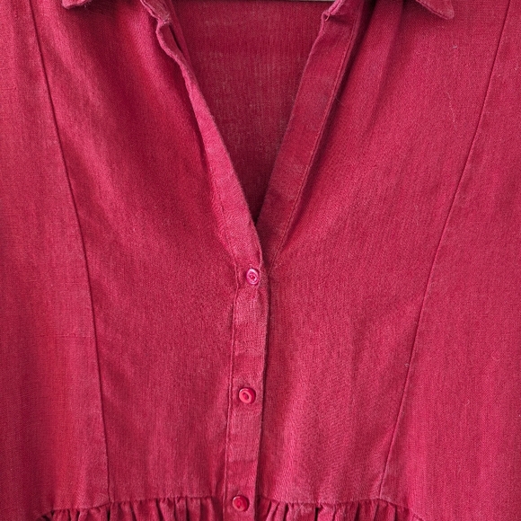 Zara Raspberry Red Linen Midi Dress - Picture 7 of 7